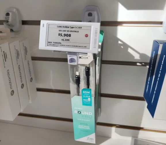 Etiquetas de precios electrónicos en góndola